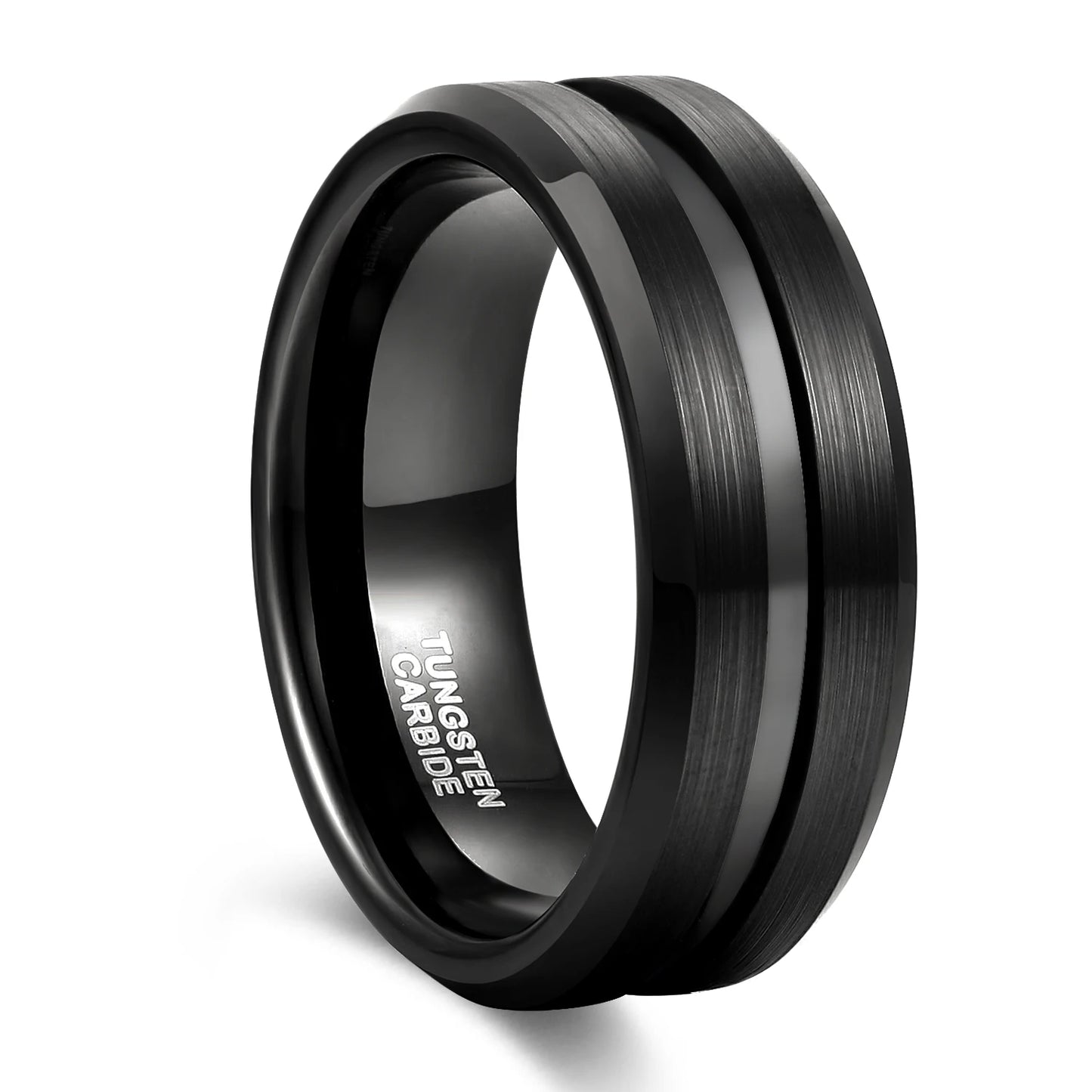 OAHLAN 8mm Black Gold Plated Tungsten Carbide Rings Blue Line Inlay Men Women Wedding Band Fashion Jewelry Customized Engraving