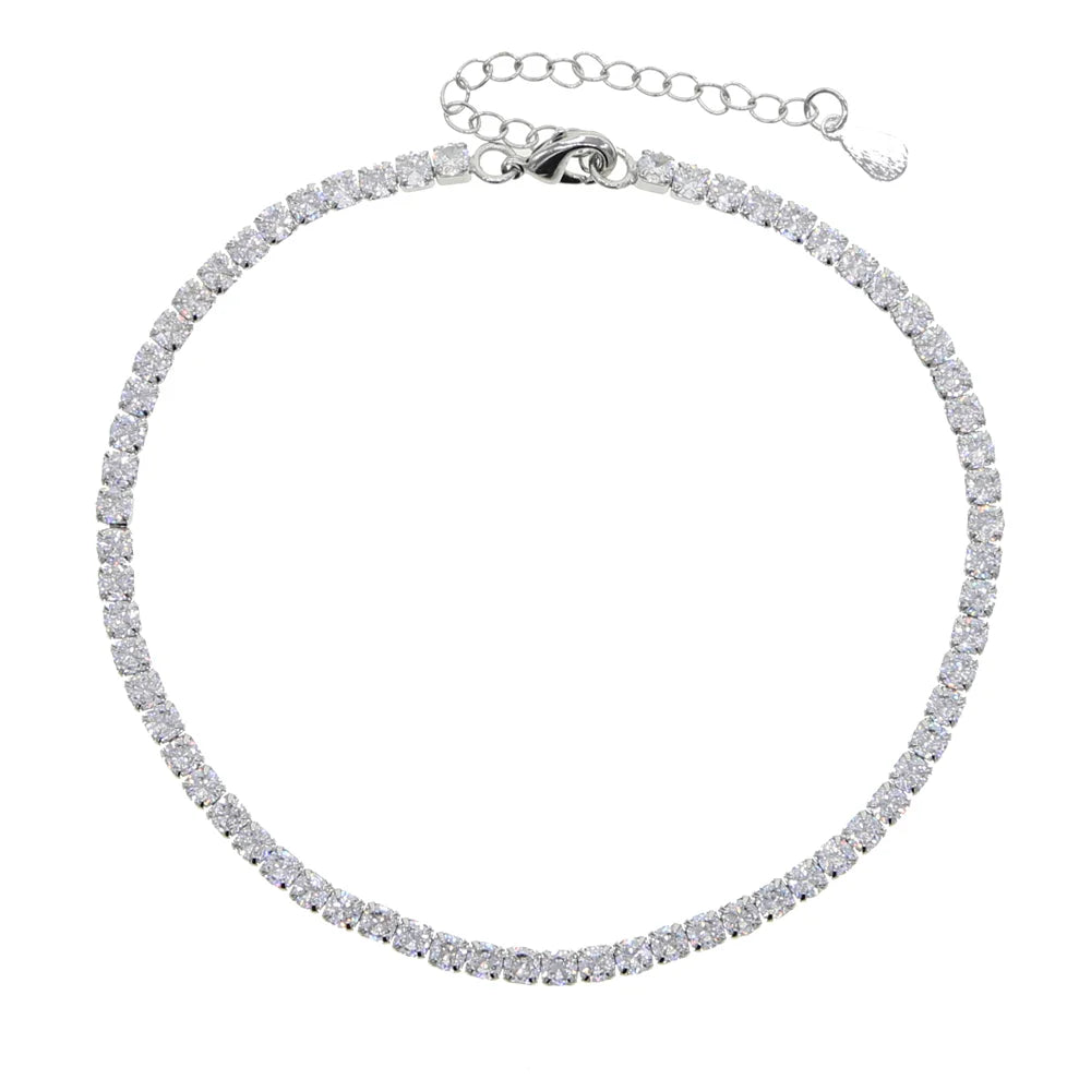 3mm Micro Pave CZ Iced Out Bling Tennis Chain Anklet Trendy Summer Girl Women Leg Chains with Zircon for Gift