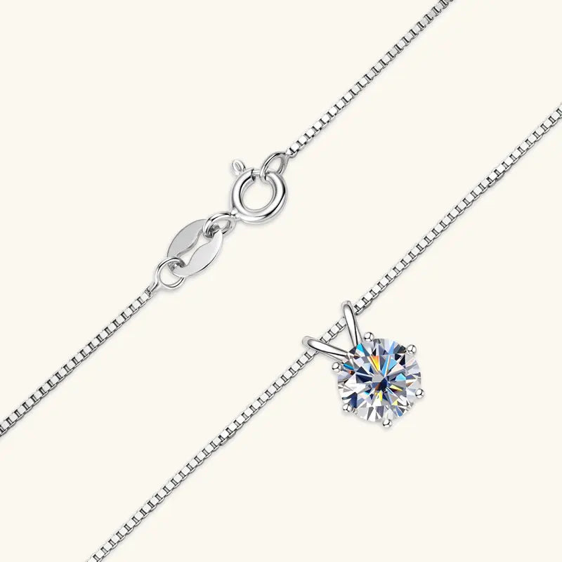 S&S Moissanite Solitaire Six-Claw Pendant Necklace – Collection