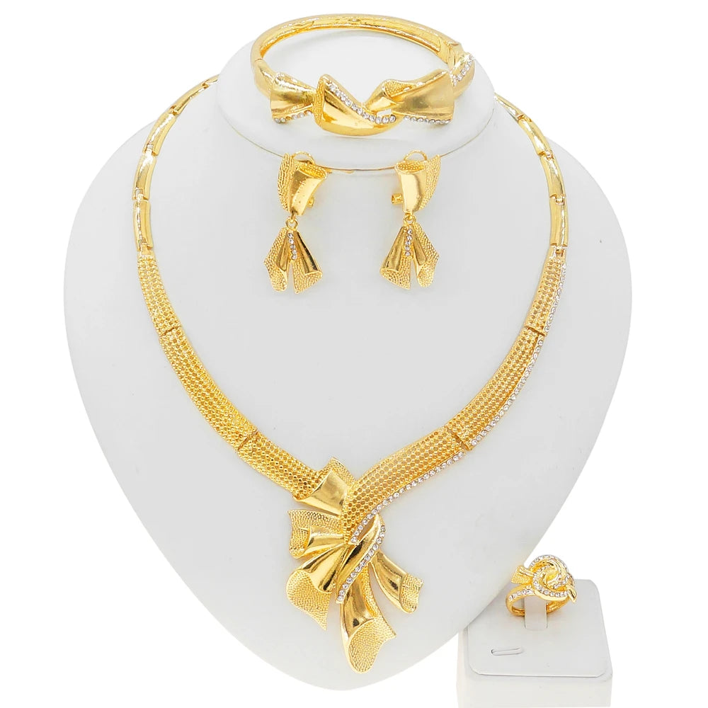 Zhuerrui Luxury Italian Ladies Butterfly Jewelry Set Brass Brazilian Gold Necklace Jewelry Nigerian Ladies Jewelry SetHN21040814
