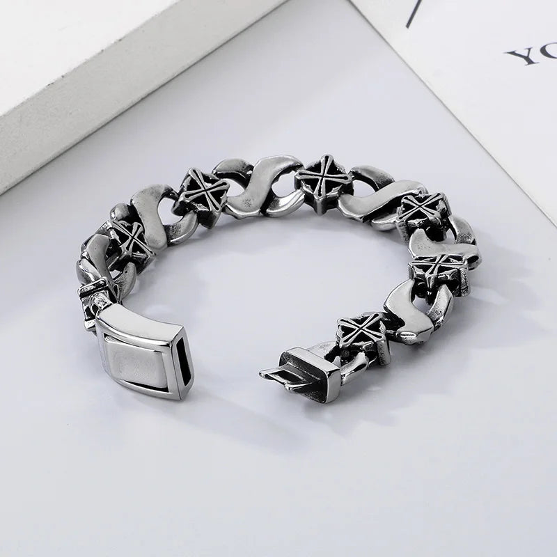 KALEN 220mm Gothic Elements Punk Stainless Steel Links Bracelet
