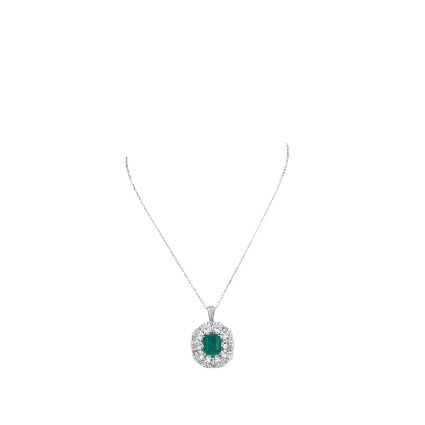 MUSHAN Jewelry Factory Grandmother Green Necklace Pure Silver Jewelry High End Necklace Exuding Sense of Sophistication