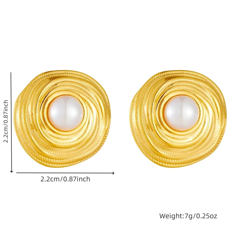 Gold Pearl Geometric Necklace, Earrings & Ring Jewellery Set | Luxury Fashion Set