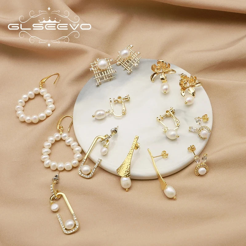 Natural Freshwater Pearl Earrings 18k Gold Plated Simple Baroque Irregular Vintage Earrings for Women