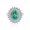 High Quality Fine Jewelry 925 Sterling Silver Green Zircon Ring for Women Gifts Emerald Luxury Women's Green Stone Ring Jewelry