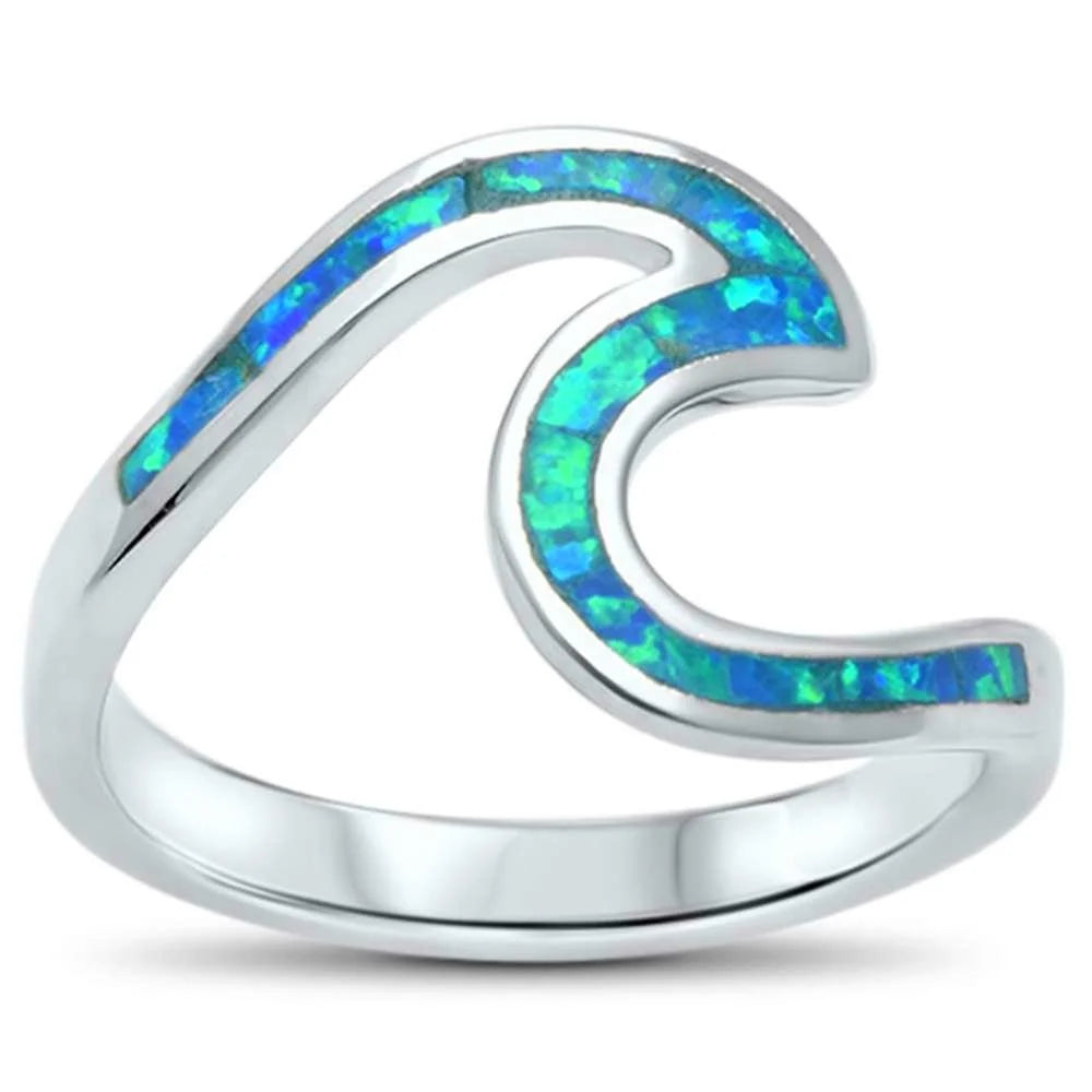 Opal Wave Ring for Women Hawaii Surfing Style Inlaid Opal Factory Wholesale