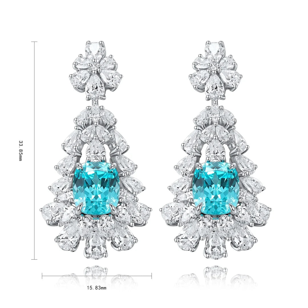 Gemfiori Anster High Quality S925 Lab Grown Paraiba Earring Stud Dainty Gemstone Stud Earrings for Women Daily Wear Gift