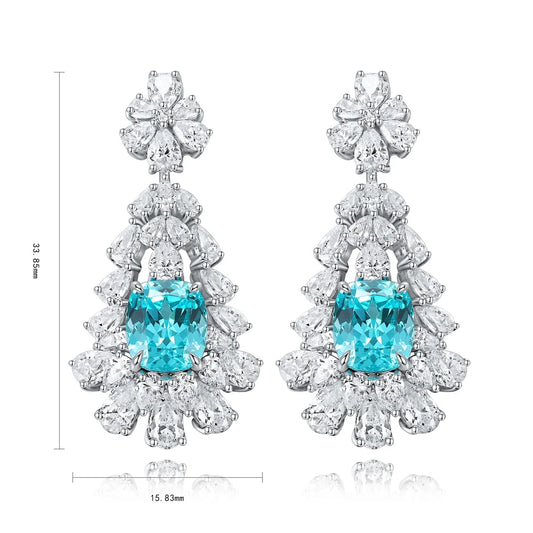 Gemfiori Anster High Quality S925 Lab Grown Paraiba Earring Stud Dainty Gemstone Stud Earrings for Women Daily Wear Gift