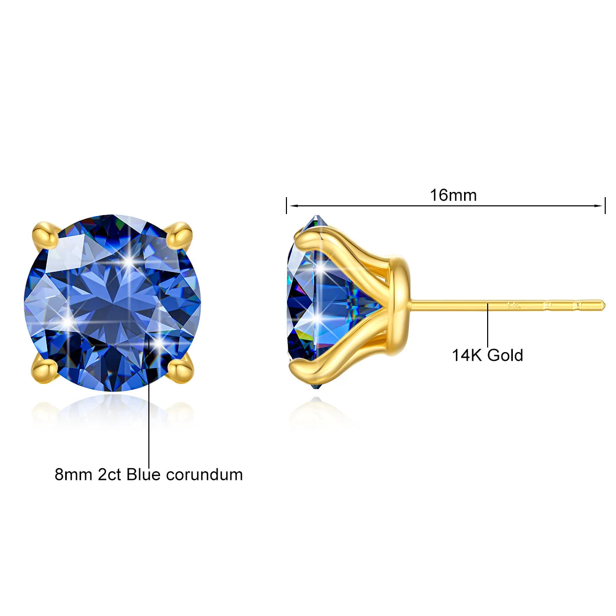 Gioiellieri 0.5ct-2ct Classic 6 Prong 14k Gold Stud Earrings VVS Mossanite for Men Women Birthday Anniversary Gift With Gra Certificate