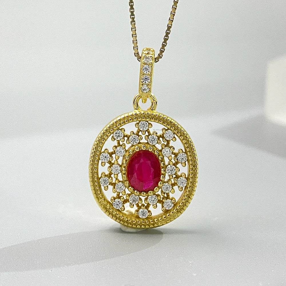 Gioiellieri Teardrop Ruby Pendant with Natural Red Gemstone for Women 925 Sterling Silver July Birthstone Fine Jewelry Elegant Wedding