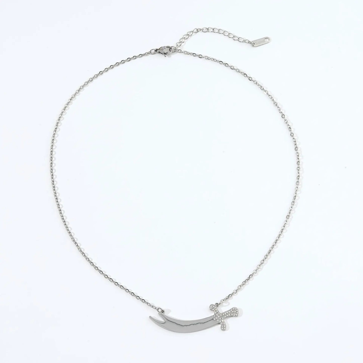 New Curved Sword Stainless Steel Electroplated Necklace Pendant for Women-Light Luxury High-End Exquisitely Crafted