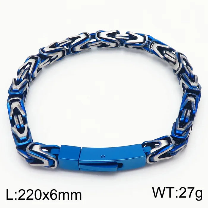 REBEL Men Vintage Stainless Steel Fading Effect Byzantine Links 660mm Necklace&220mm Bracelet Jewelry Set