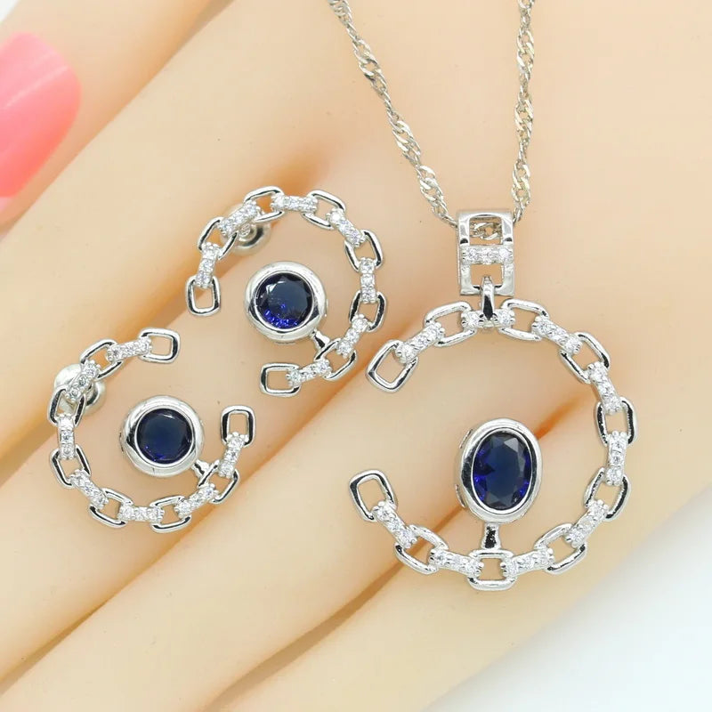 XOTICA Geometric White Zircon 925 Silver Accessories Jewelry Gift Set for Women Includes Stud Earrings Pendant Ring Gift Box Weddings
