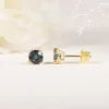 ArtistA Abiding Halo Solitaire Multi-shape Design 925 Sterling Silver Lab Grown Alexandrite Stud Earrings Hoop Earrings Gold Plated