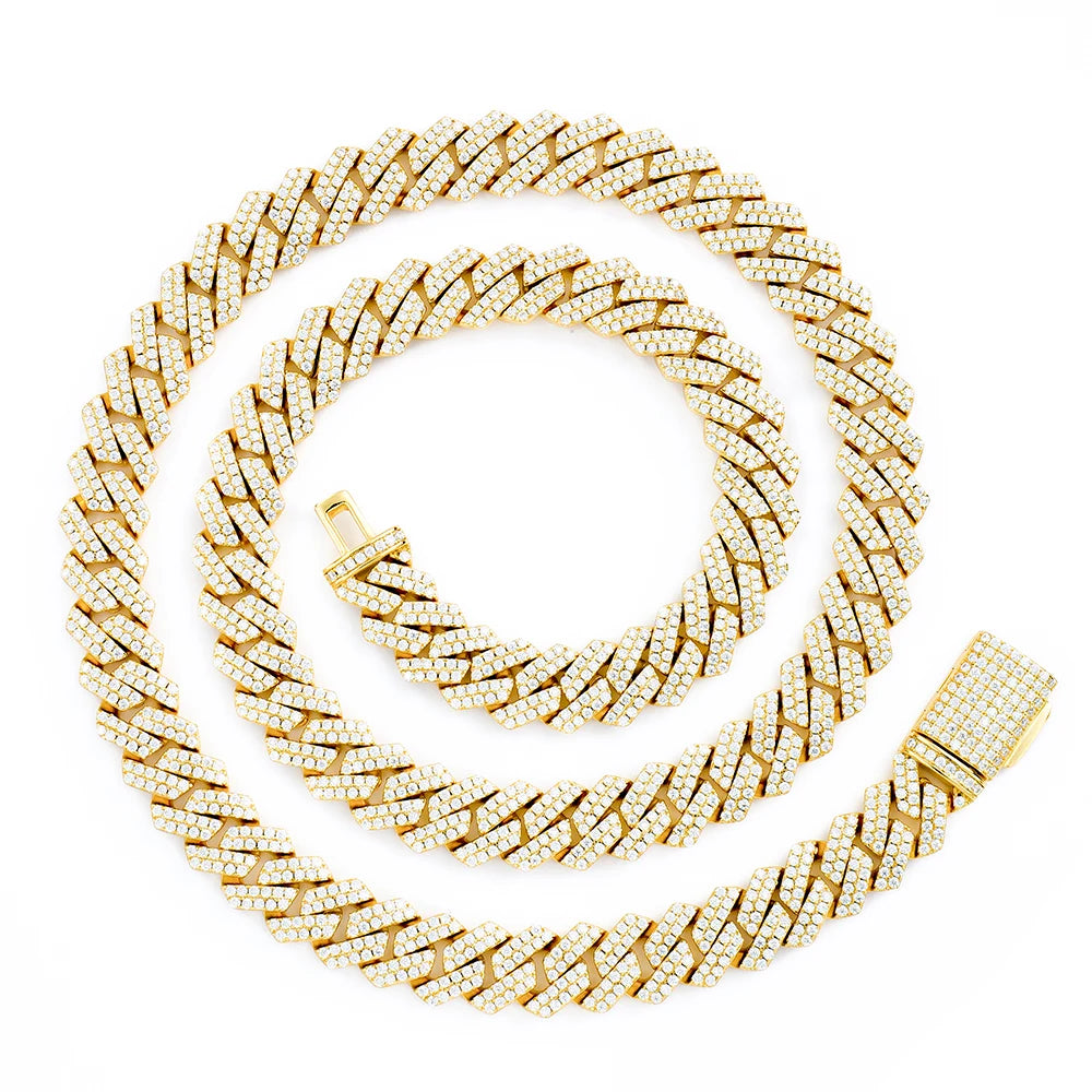 Men's 925 Sterling Silver Hip Hop Jewelry Vvs Iced Necklace 8-20mm Gra Certified Mossanite Moissanite Diamond Cuban Link Chain