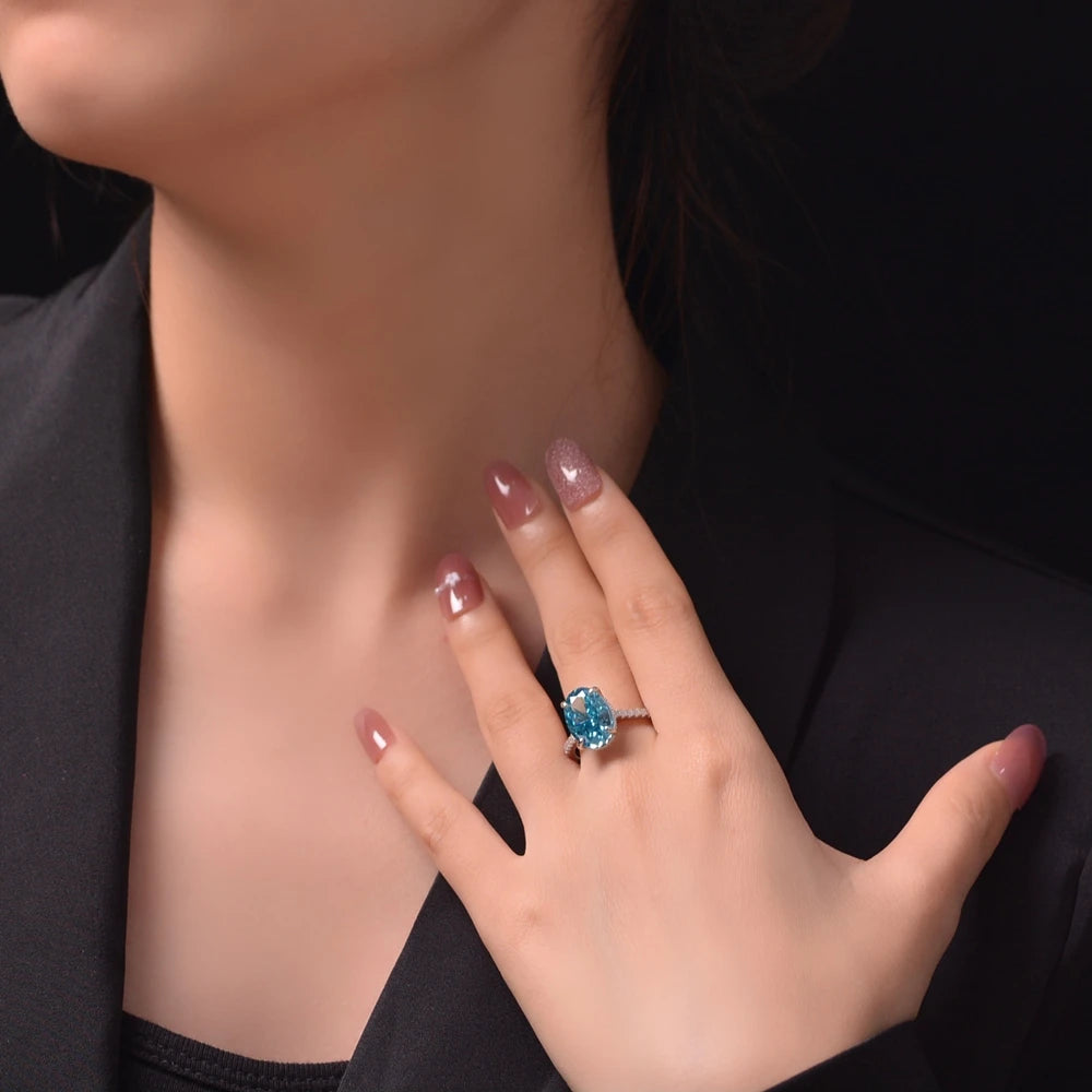 MuShan 4ct High Carbon Diamond Platinum Plated Women's Wedding Ring Pave Setting 925 Sterling Silver Luxury Jewelry for Party