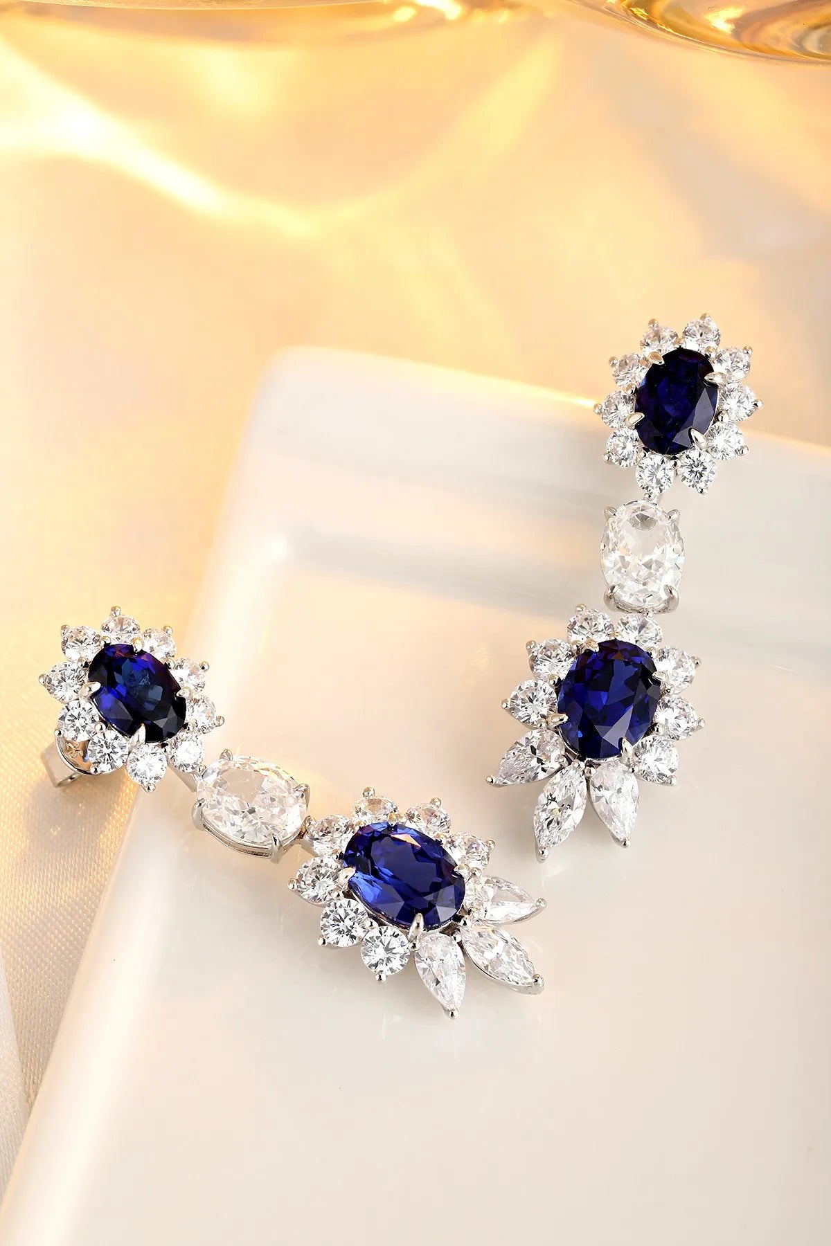 Gemfiori Anster High Quality S925 Lab Grown Sapphire Earring Stud Dainty Gemstone Stud Earrings for Women Daily Wear Gift