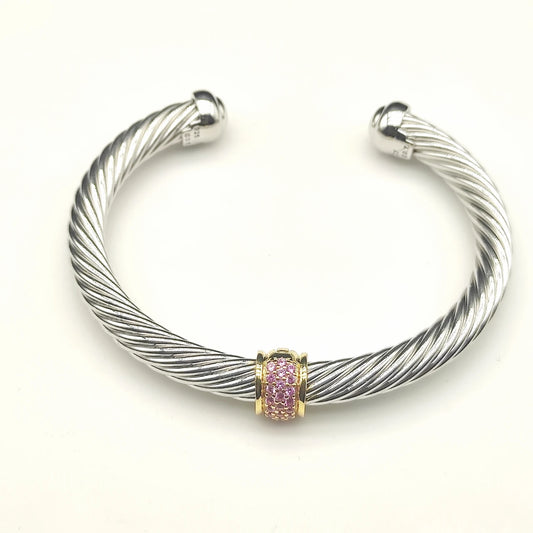 FASHIONISTA DY High-Quality 7mm Silver-Plated Diamond Fashion Bracelet, Fashionable Silver-Plated Colored Gemstone Bangle, Jewelry