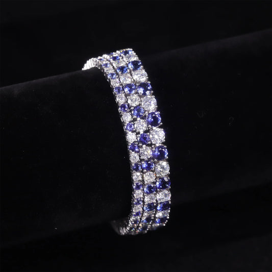 Gemfiori Abiding Customization 3mm 4mm 5mm 6.5IN 7IN 7.5IN 925 Silver Bracelets Lab Grown Sapphire & Moissanite Diamond Tennis Bracelet