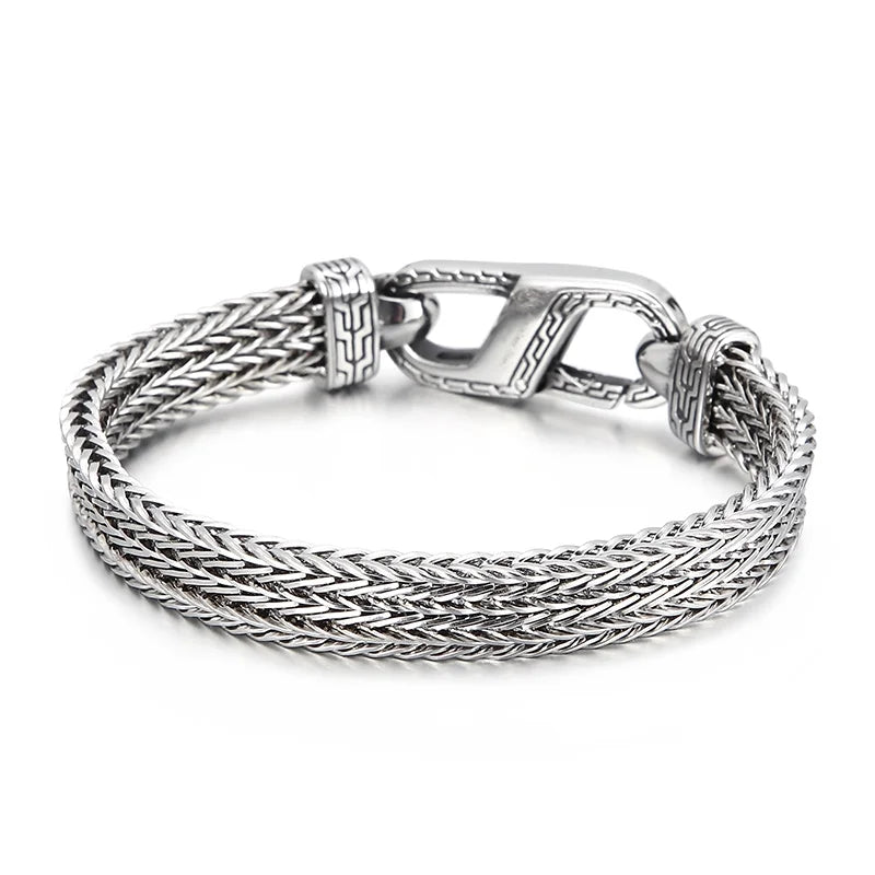 KALEN Trendy Jewelry Fashion Bracelets Men Stainless Steel Fancy Clasp Herringbone Bracelet Bangle