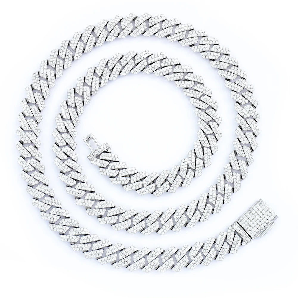 Men's 925 Sterling Silver Hip Hop Jewelry Vvs Iced Necklace 8-20mm Gra Certified Mossanite Moissanite Diamond Cuban Link Chain