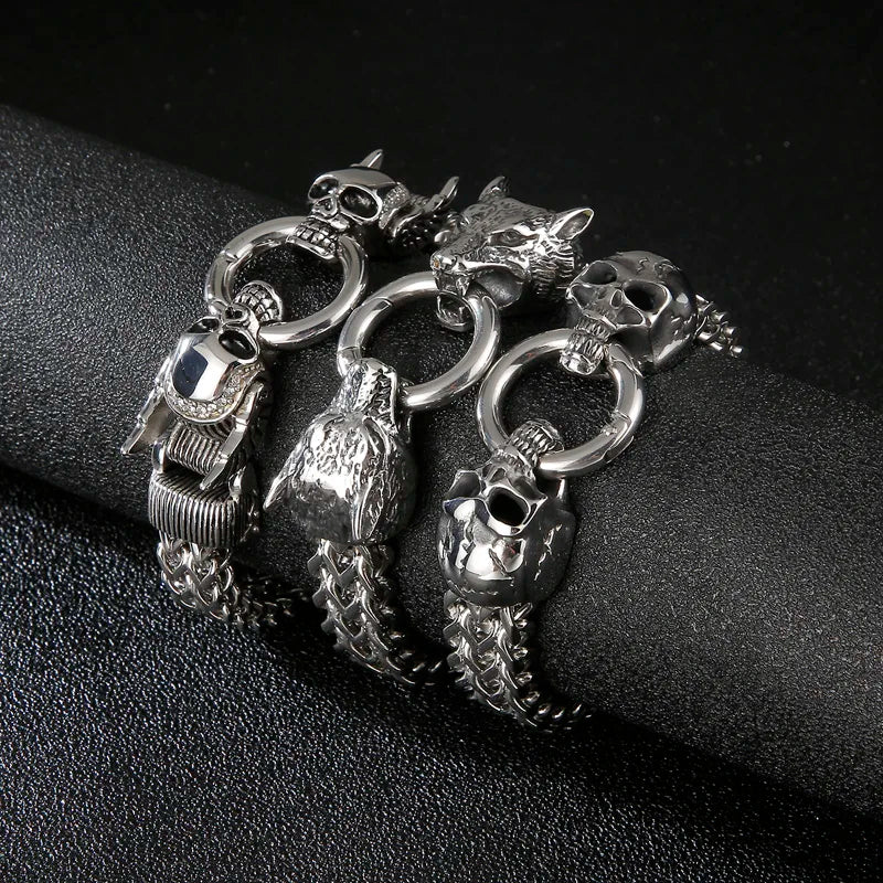 KALEN Diamond Demon Clasp Franco Chain Bangle Bracelet Stainless Steel for Men Designs