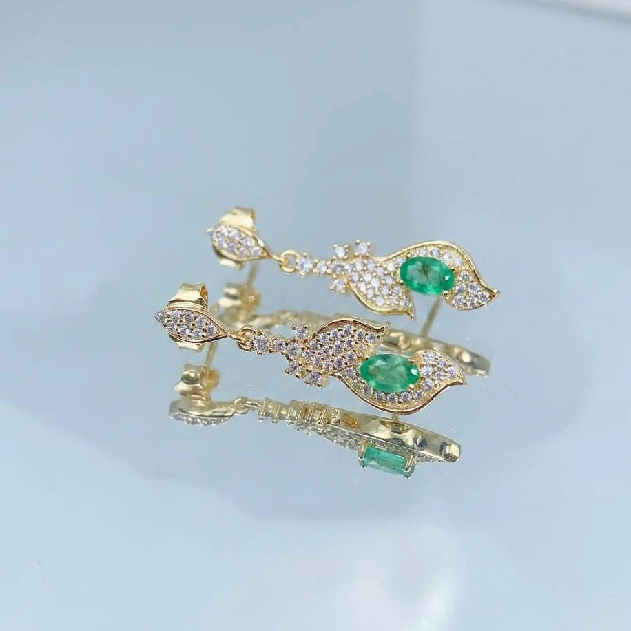 Gioiellieri Luxury S925 Stamped Silver Oval Cut Natural Emerald Earrings for Women Earth Mined Green Gemstone Wedding Anniversary Gift