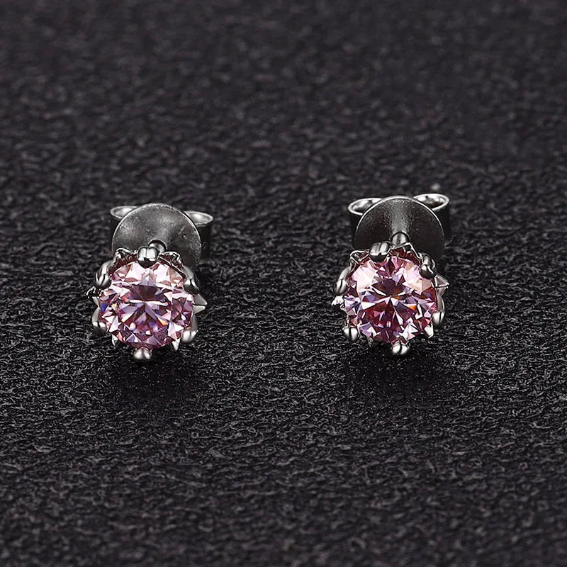 ArtistA Factory Jewelry 0.3-1CT Sparkling Round Moissanite Snowflake-Claw-Set Butterfly-Clutch 925 Silver Everyday Elegance Stud Earring