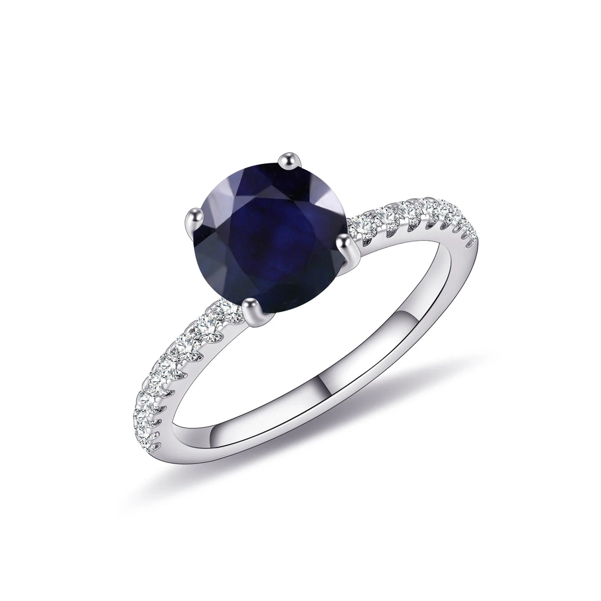 Gemfiori KH001 Abiding Jewelry Manufacturer Big Stone Round 8MM Natural Gemstone 925 Sterling Silver Women Engagement Wedding Rings