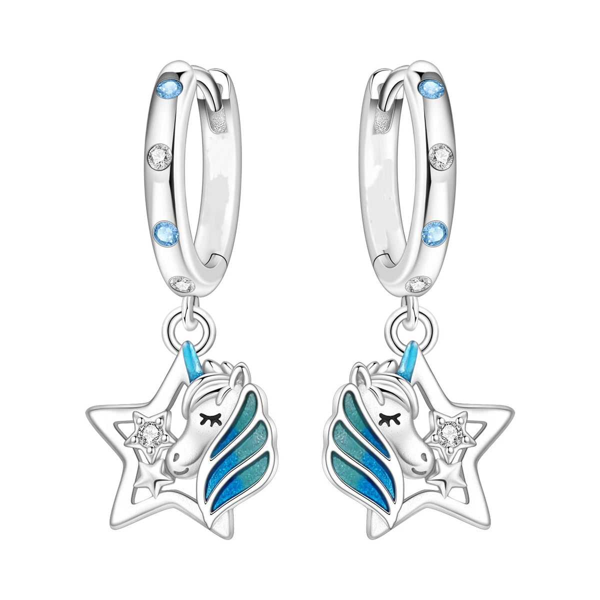 S&S Zircon Drop & Hoop Earrings | Snowflake, Feather & Clover | S&S
