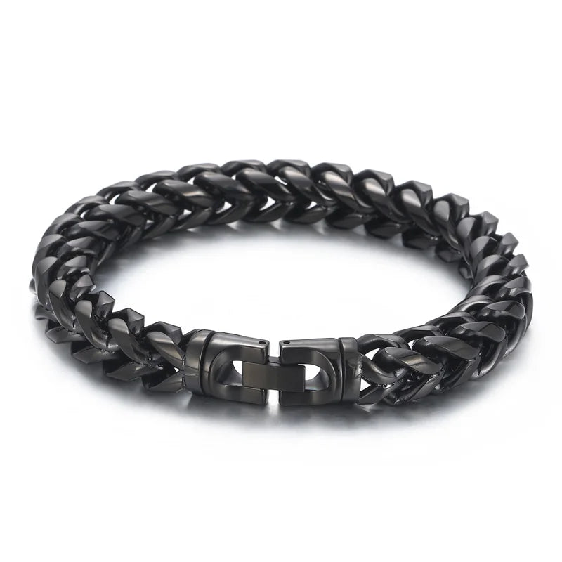KALEN 230mm Unisex Casual Silver/Gold/Black/Blue/Rainbow Stainless Steel Herringbone Bracelets