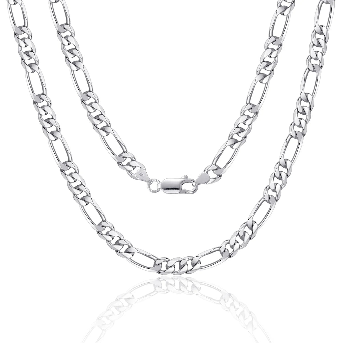 BiG-BOSS 2026 Trendy Style Hot New 3.3mm 925 Sterling Silver Figaro Chain Necklace Diamond Cut Link Chain for Women and Men