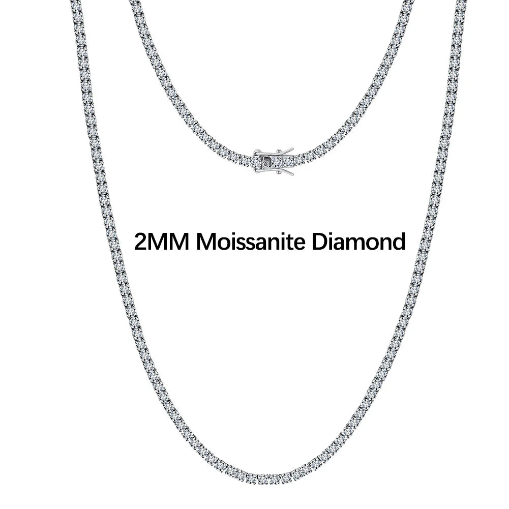 REBEL 3mm 4mm 5mm Moissanite Tennis Chain Iced Out Necklace Silver VVS Diamond Men Women Fine Jewelry Bracelet