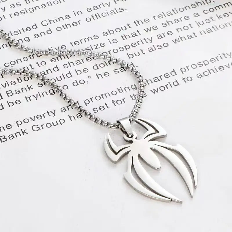 REBEL 3 Color Stainless Steel Spider Pendant Necklace Punk Gothic Insect Jewelry for Halloween Party Men Women Gift