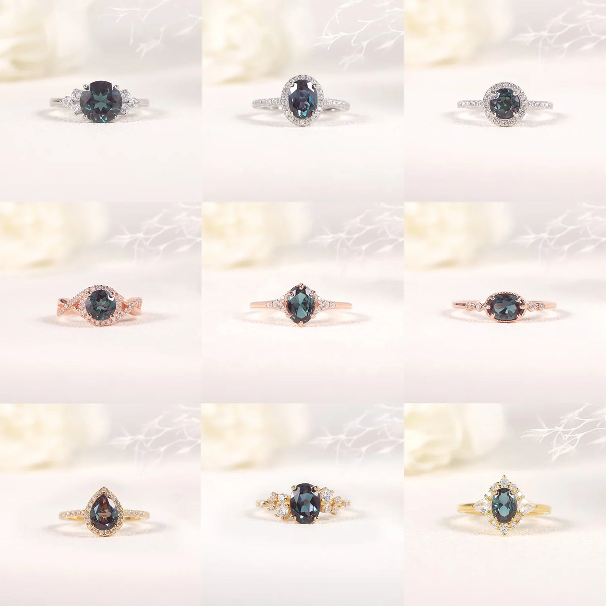 ArtistA Abiding Custom Various Designs Gold Plated 925 Silver Multishape Lab Grown Alexandrite Wedding Engagement Rings for Women