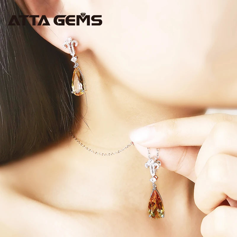925Sterling Silver Zultanite Jewelry Set Pear Cut Created Sultanite S925 Romantic Style Diaspore Jewelry for Wedding Anniversary