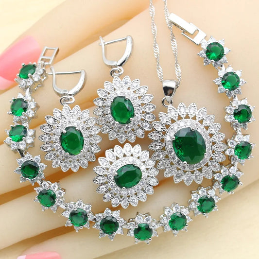 Luxury 925 Silver Earrings Bracelet Rings Necklace Pendant Sets for Women Classic Style Best Gift for Engagement or Wedding