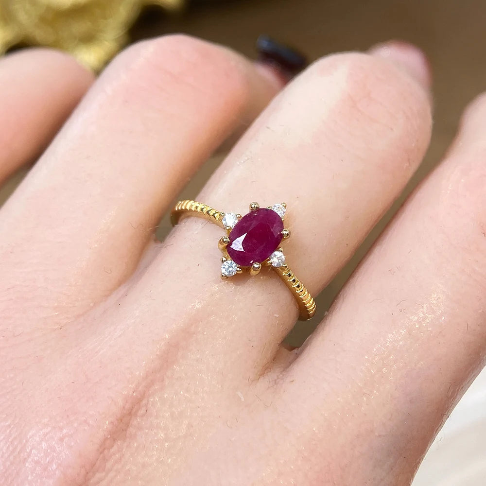 Gioiellieri Natural Ruby Fine Jewelry Ring 925 Sterling Silver Fashion Jewelry Rings for Ladies Low Cost Daily Casual Ornament