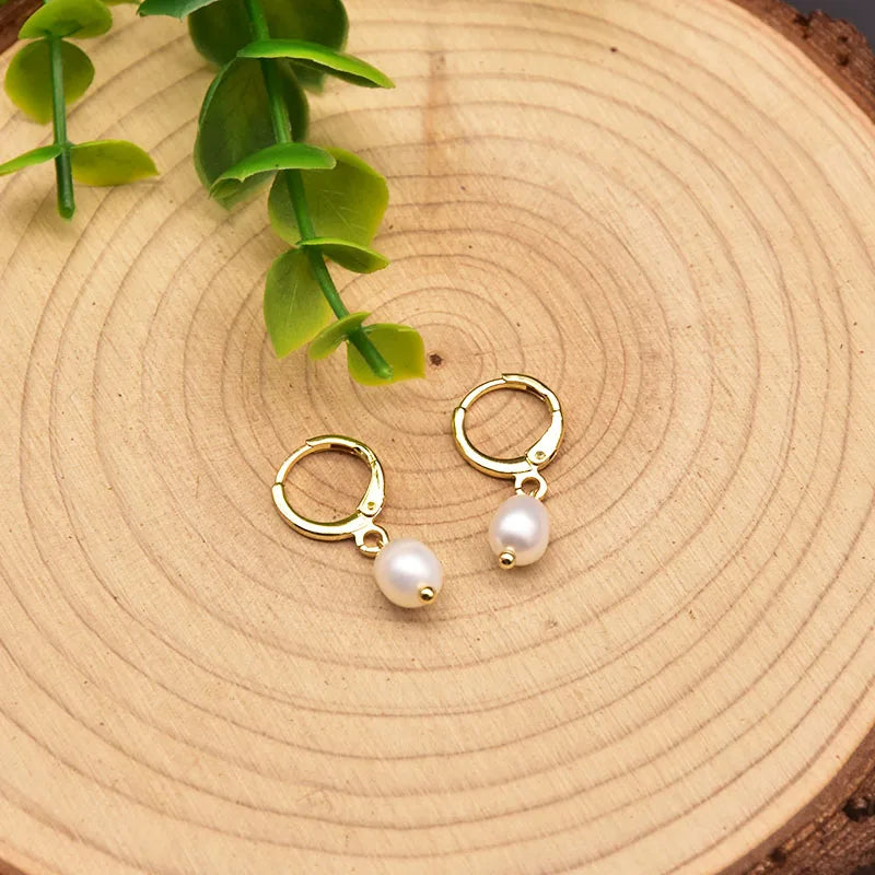 New Jewelry Yiwu Wholesale Gold Plated Natural Pearl Earings Jewelry Women Korean Wholesale Bulk 18K Gold Plated Jewelry