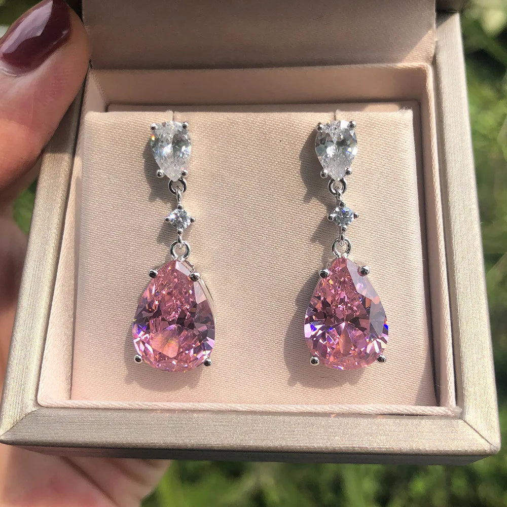 MUSHAN Jewelry Factory Dynamic Earrings Long 6 Carat Water Drop 10*14 European and American Luxury Earrings and Stud Earrings