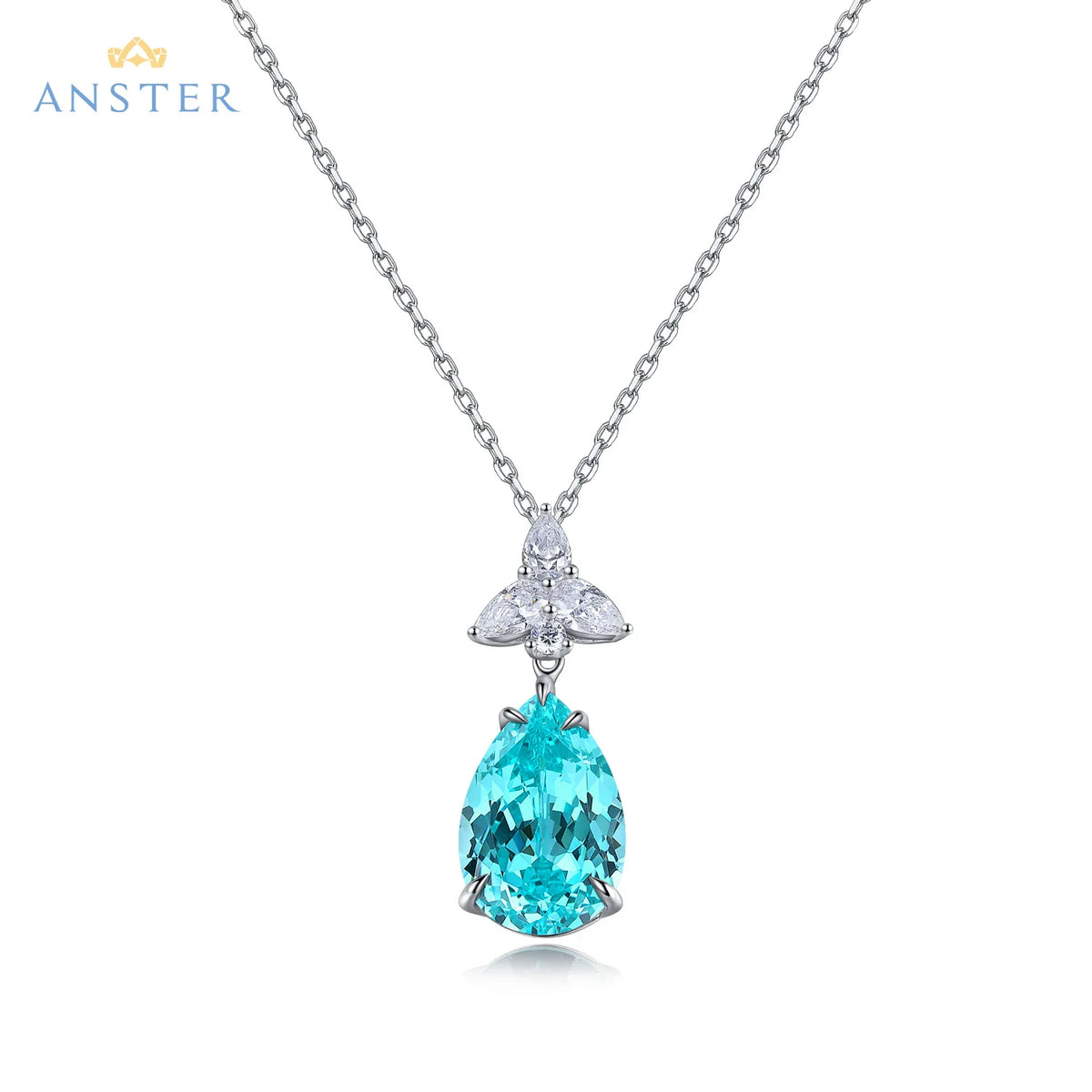 Gemfiori 925 Sterling Silver Christmas Blue Diamonds Pendant Necklace Rhodium Plated Lab Created Paraiba Necklaces Gift for Her