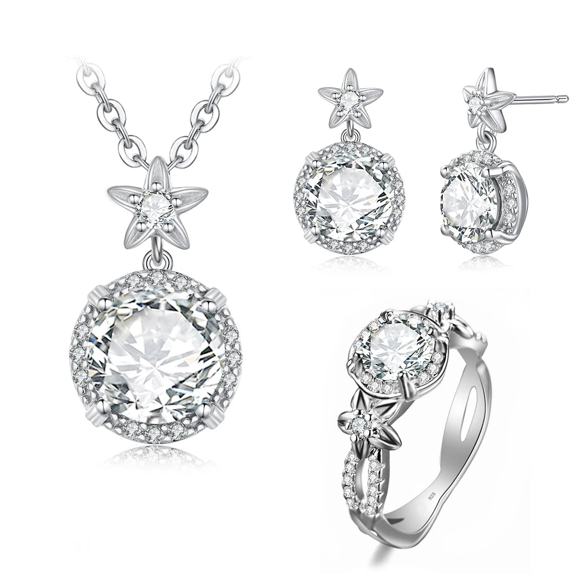 Szjinao Vintage Jewelry Manufacturer Women's Boho Flower Earrings and Pendant Set 925 Sterling Silver Emerald Engagement Style