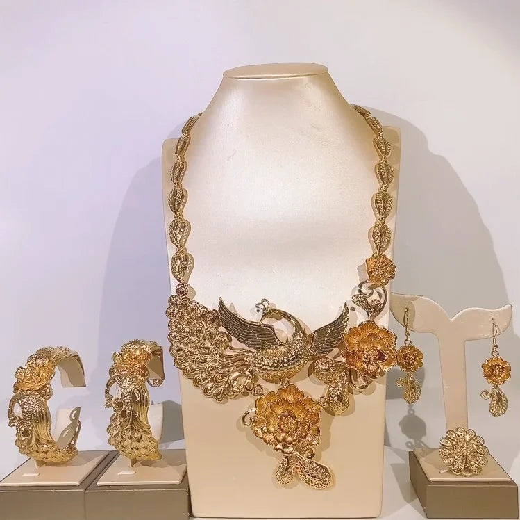Zhuerrui Exquisite Necklace Jewelry Set High Quality Gold Wedding Jewelry Italian Costume Accessories Jewelry Sets HH19061103