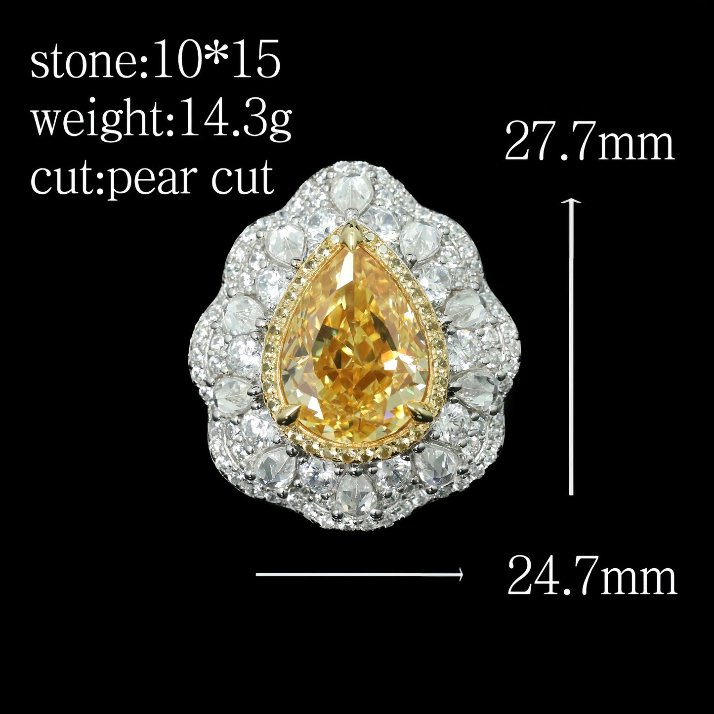 MUSHAN Jewelry Factory 925 Sterling Silver Engagement Rings Luxury Yellow Pear Oval High Carbon Diamond Wedding Ring for Women