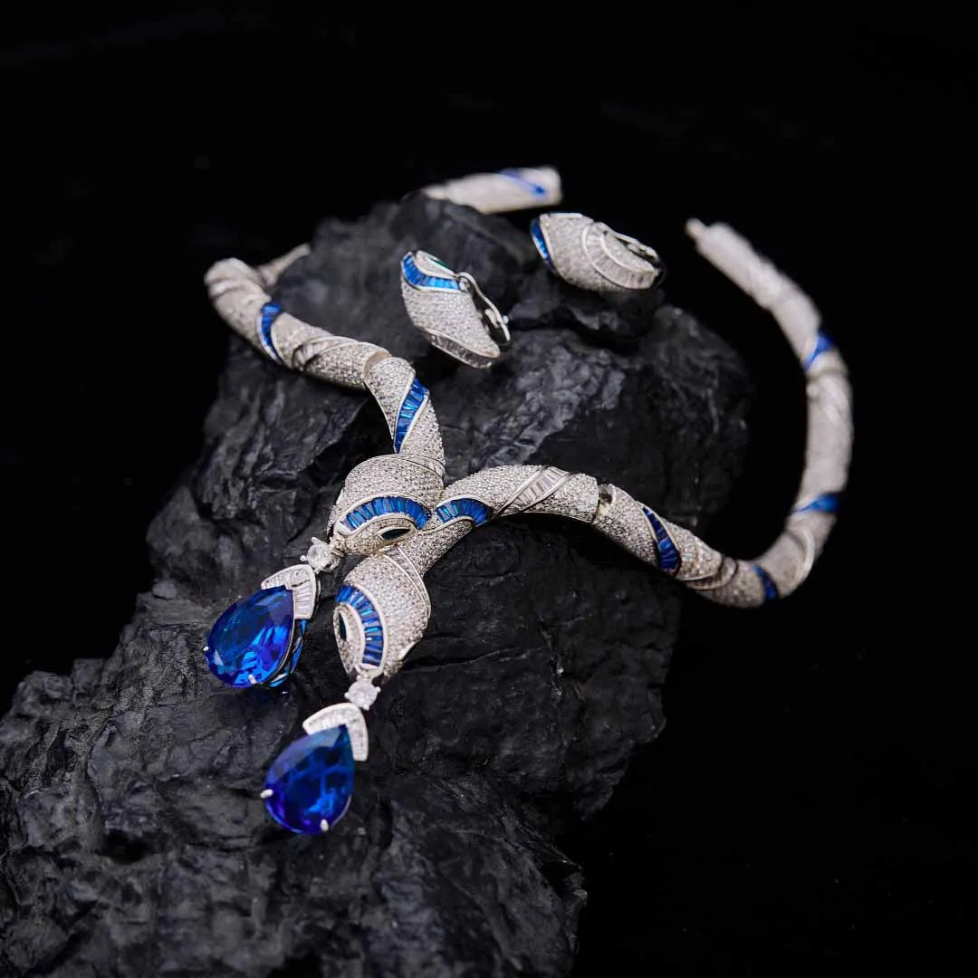 Luxury Brand Snake Design Chocker Necklace Earrings Bridal Jewelry Sets for Party and Wedding Customize Jewelry for Women