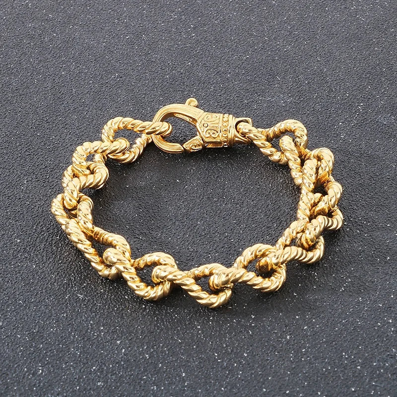 KALEN Fine Jewelry Men Gothic Bracelets Stainless Steel Rope Links Fashion Bracelets Bangles