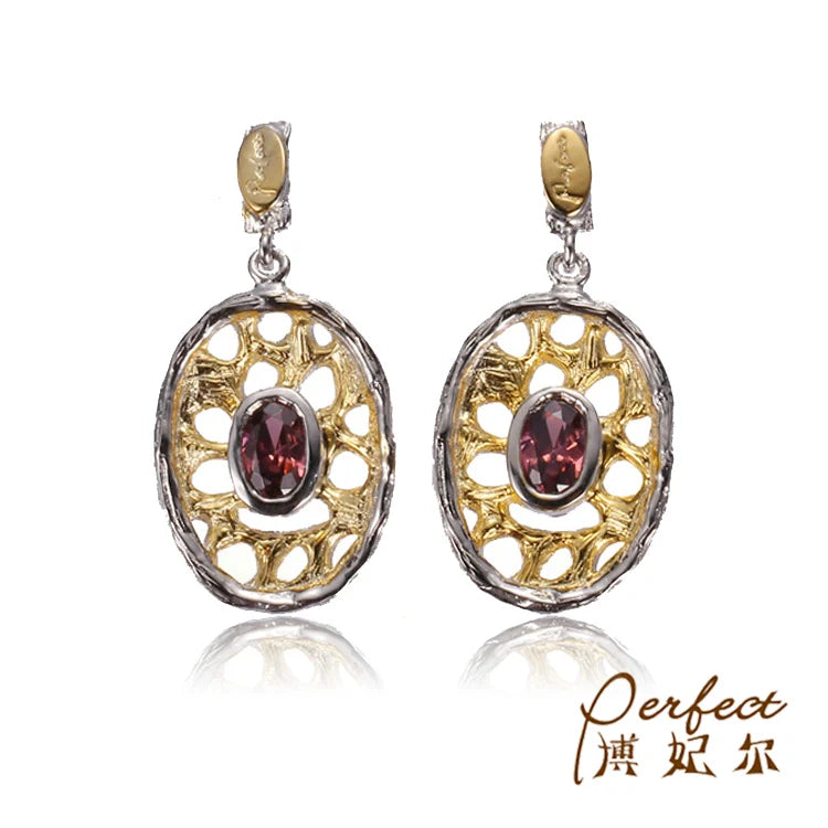 Italian Style Oval Design 925 Sterling Silver Clip Earrings with Gold Plated