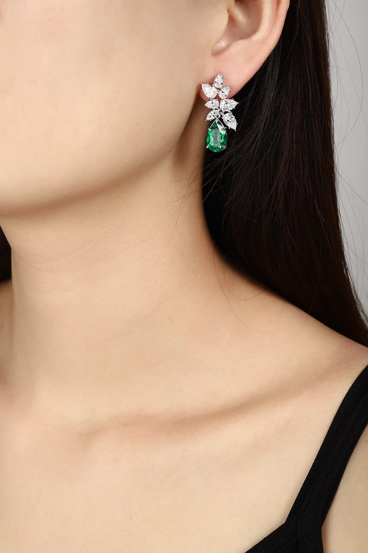 Gemfiori Customized 925 Silver Pendant Earrings with Cultivated Gemstone Luxury High-End Engagement and Wedding Jewelry for Gift