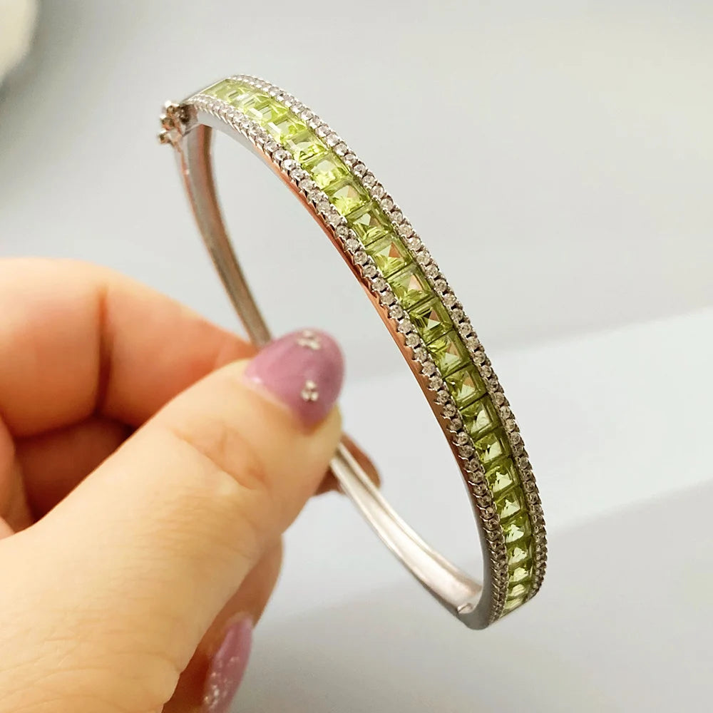 Gioiellieri Natural Peridot Bracelet with S925 Sterling Silver for Women Elegant Green Gemstone Jewelry August Birthstone Healing Fine Gift