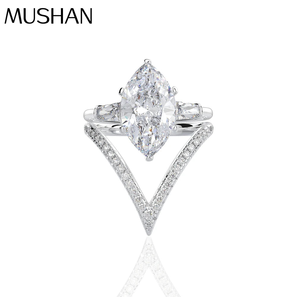 MuShan Jewelry Factory New Set of Jewelry 8*14 High Carbon Diamond 6 Carat Horse Eye Ring With Personality